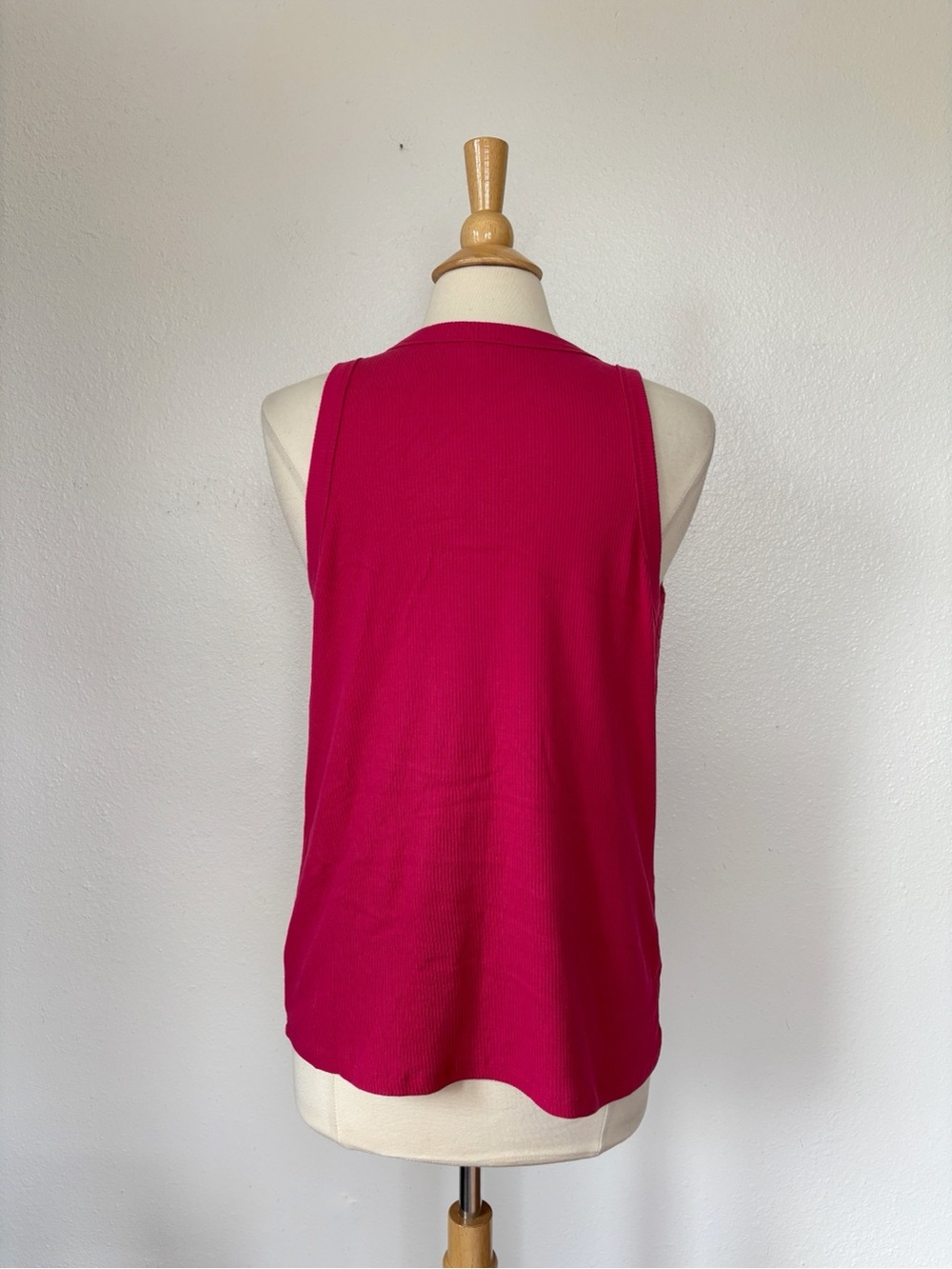 Solid Pink Ribbed Tank Top - Picture 2 of 4
